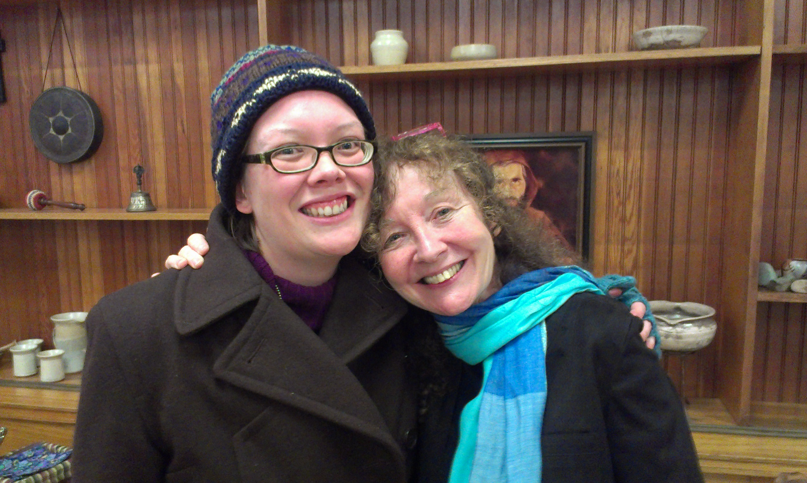 Kathy Kelly (R) and me at an event in La Crosse, WI; Novemeber, 2013.