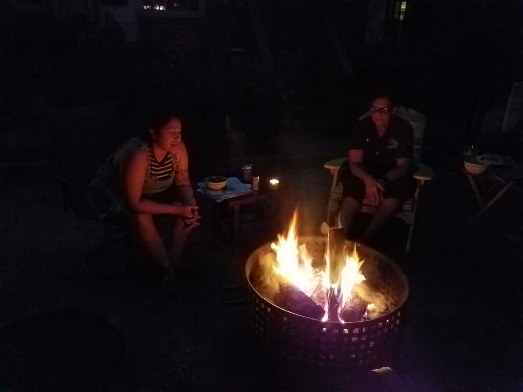 Outdoor fire at night