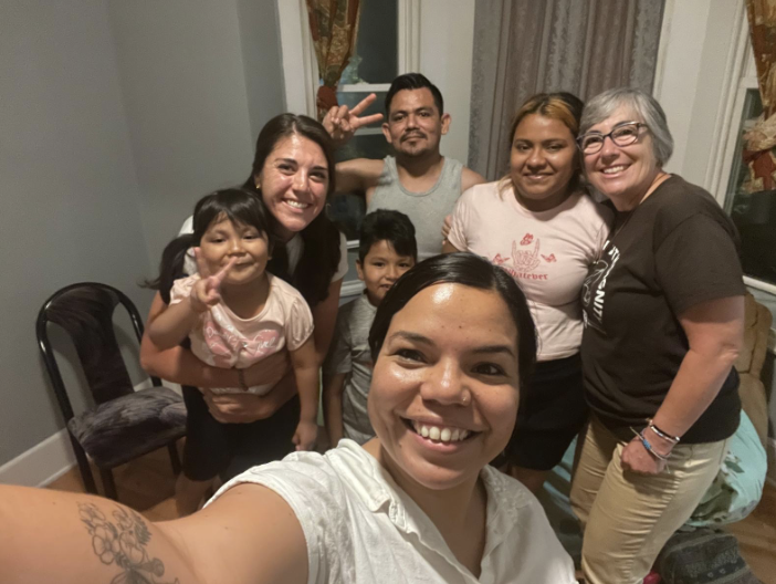 Sara Ritchie, Bernie Eguia and Sr. Eileen McKenzie from Kino with family in Chicago.